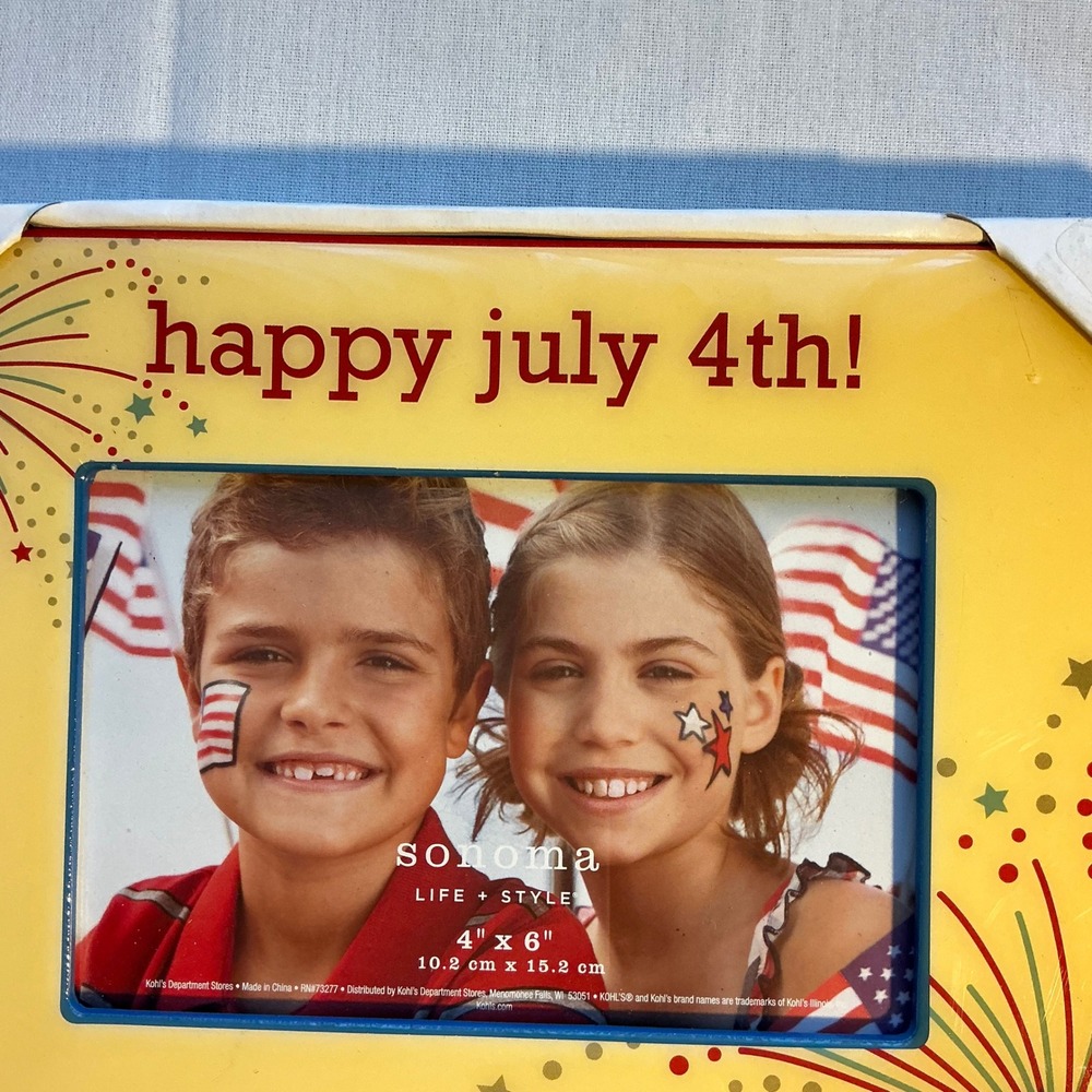 Sonoma Life Style Happy July 4th Patriotic Photo Frame 4x6 Picture Frame